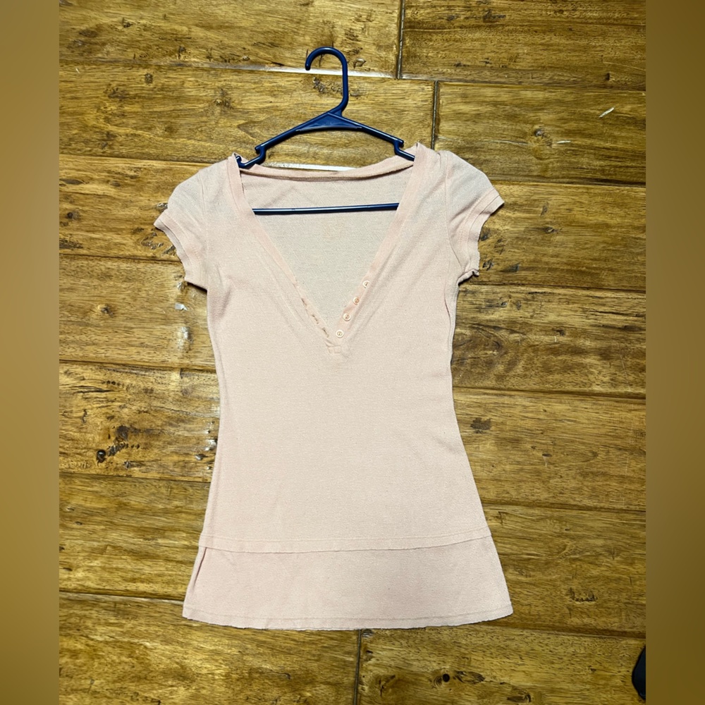 Light Pink V-Neck Top